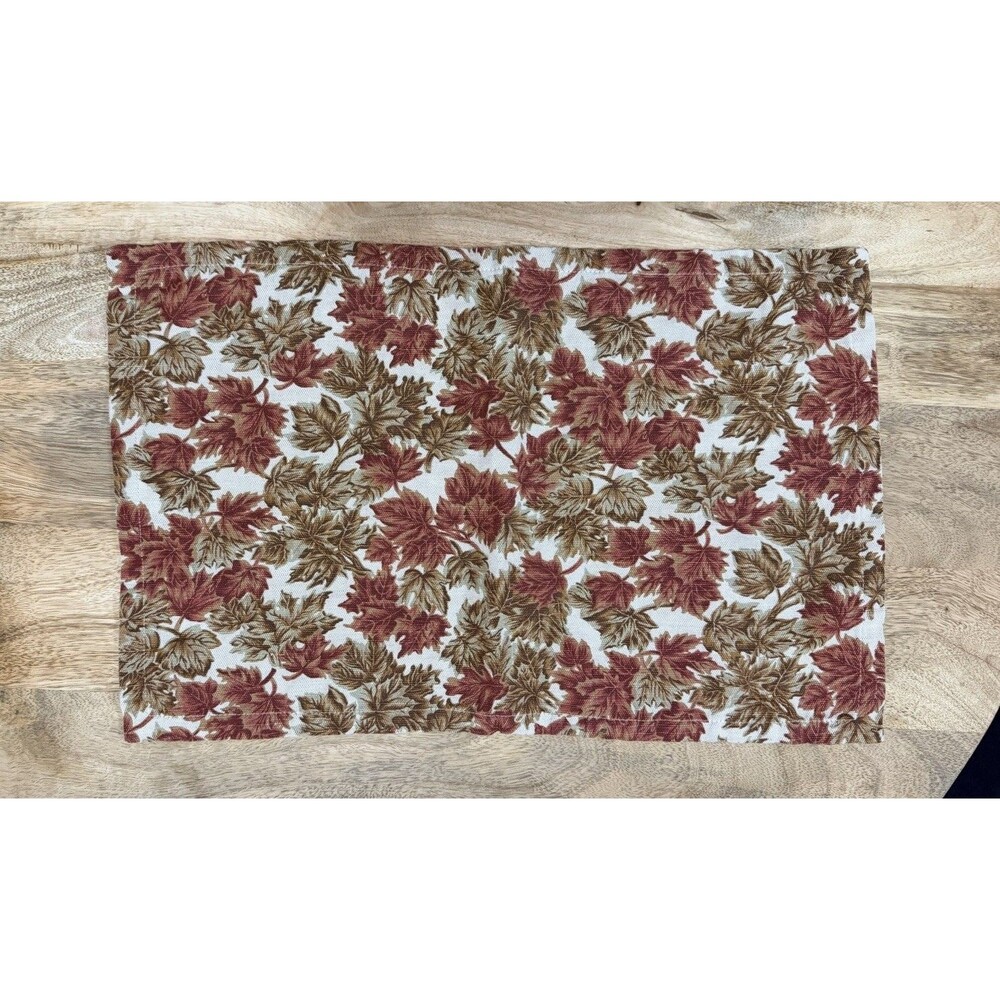 Vintage Williams Sonoma Autumn Maple Leaf Linen Blend Placemat 5 Pieces